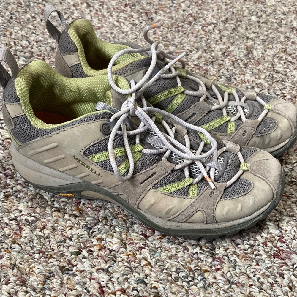 Merrell Gray and Green Hiking Shoes